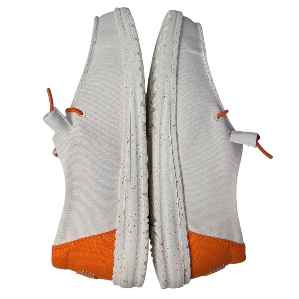 Hey Dude Wendy Whataburger Shoes Women 7 White Orange Slip On Canvas Loafers NEW - Picture 7 of 13